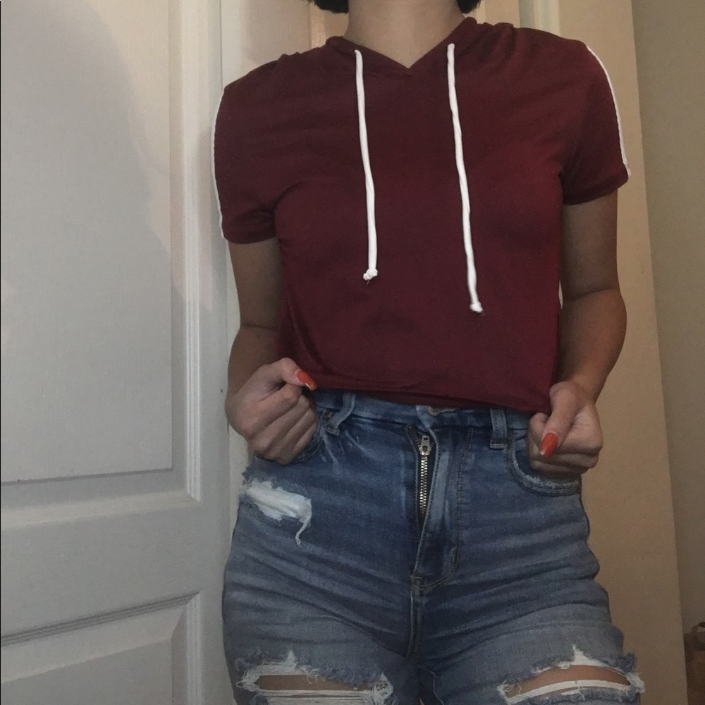 Maroon hooded shirt